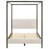 Monroe Upholstered Queen Canopy Bed Vanilla | Queen | Ivory | Vanilla | 300834Q