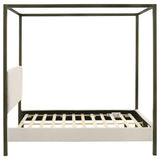Monroe Upholstered Queen Canopy Bed Vanilla | Queen | Ivory | Vanilla | 300834Q