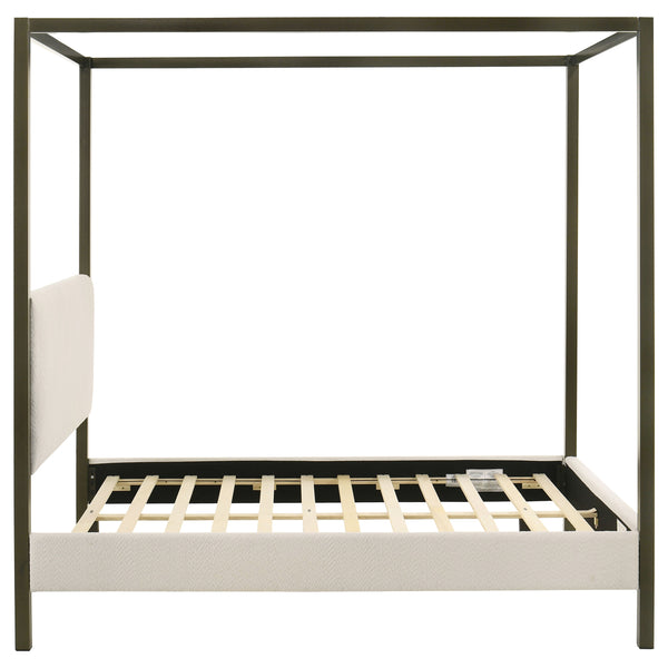 Eliza Upholstered Queen Canopy Bed Vanilla