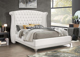 Barzini Upholstered Eastern King Wingback Bed White | White | 300843KE