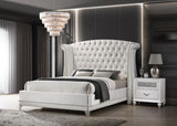 Barzini Upholstered Eastern King Wingback Bed White | White | 300843KE