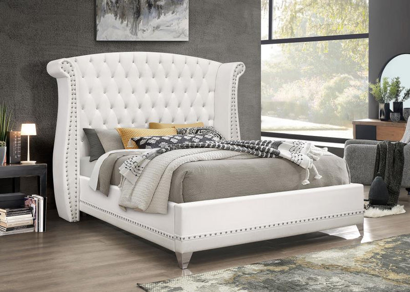 Barzini Upholstered Wingback Bed White