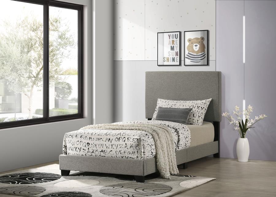 Dorian Fabric Upholstered Twin Panel Bed Taupe | 300851T