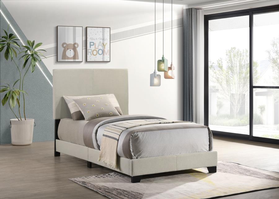 Dorian Fabric Upholstered Twin Panel Bed Cream | Twin | Ivory | Cream | 300852T
