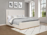 Nala Bouclé Upholstered Platform Bed Cream