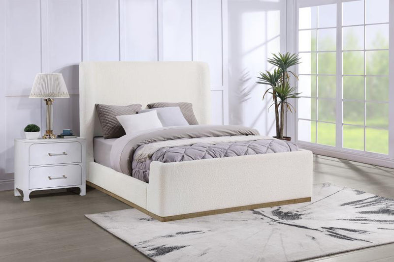 Nala Bouclé Upholstered Platform Bed Cream