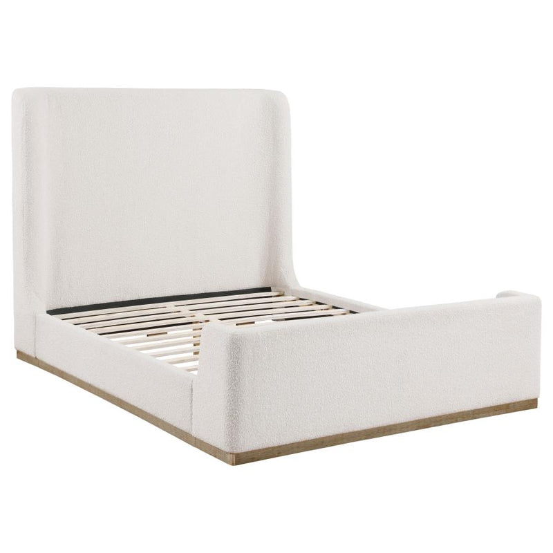 Nala Bouclé Upholstered Platform Bed Cream