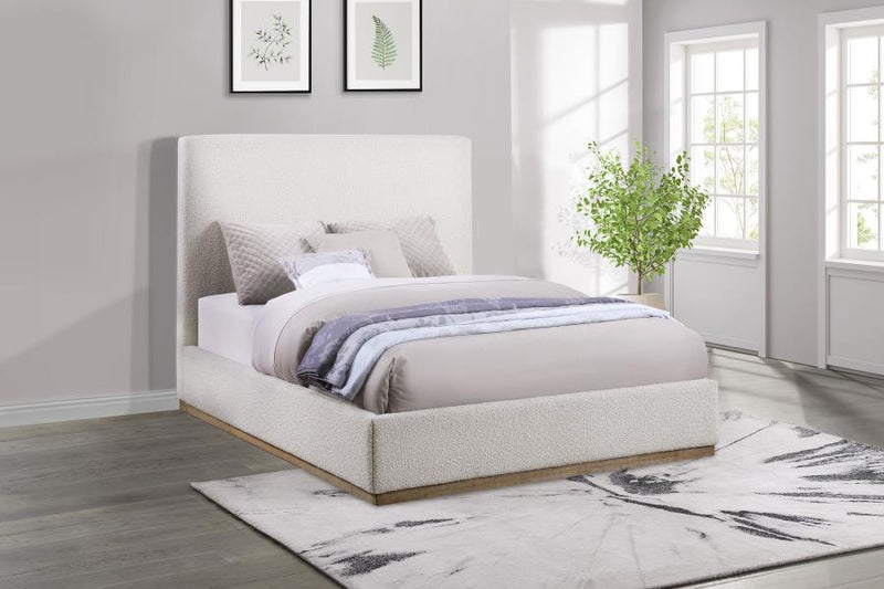 Knox Bouclé Upholstered Platform Bed Cream