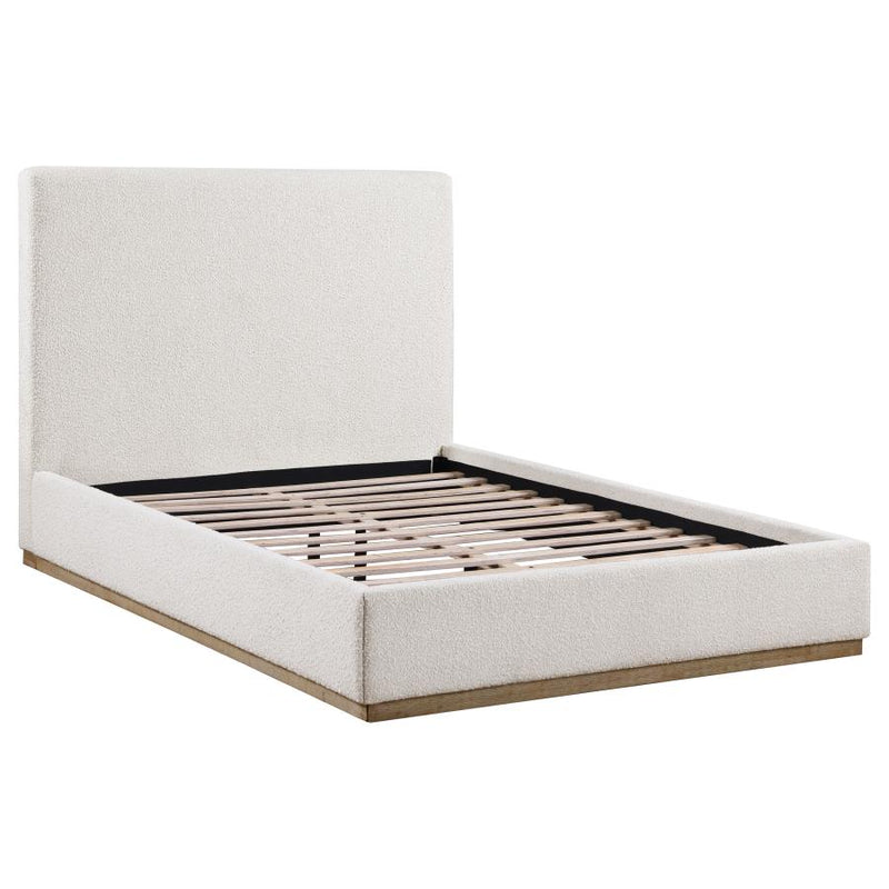 Knox Bouclé Upholstered Platform Bed Cream
