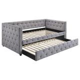 Mockern Upholstered Twin Daybed with Trundle Grey | Twin | Grey | 302161
