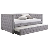Mockern Upholstered Twin Daybed with Trundle Grey | Twin | Grey | 302161