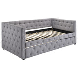 Mockern Upholstered Twin Daybed with Trundle Grey | Twin | Grey | 302161
