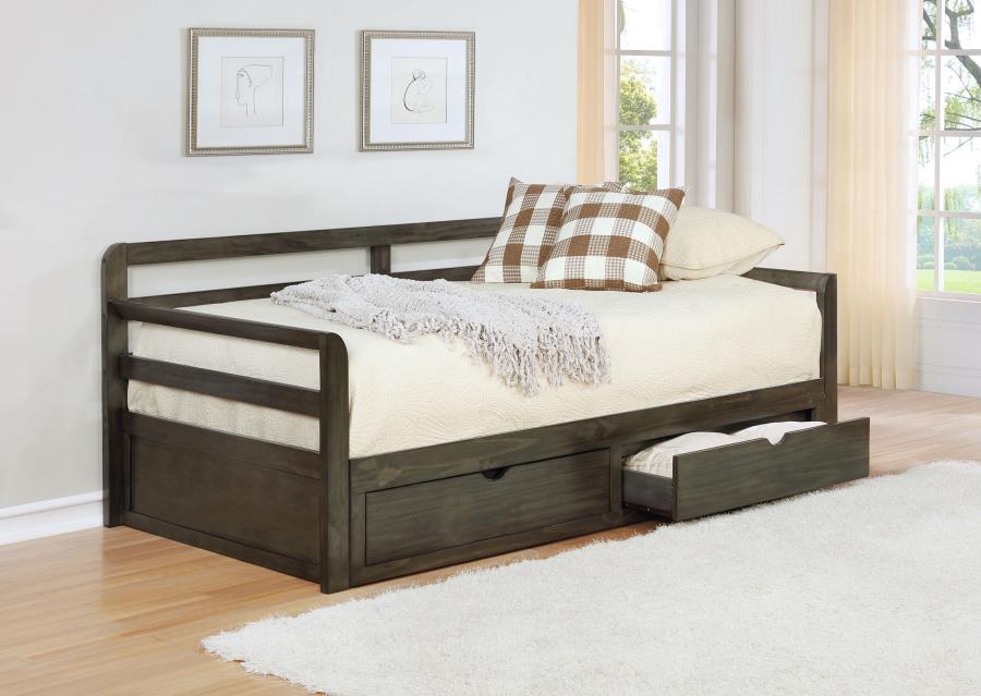 Sorrento 2-drawer Twin XL Daybed with Extension Trundle Grey | Full | Grey | 305706