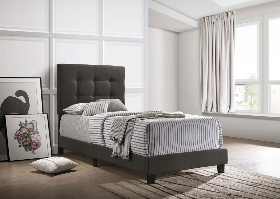 Mapes Upholstered Twin Panel Bed Charcoal | Twin | Grey | Charcoal | 305746T