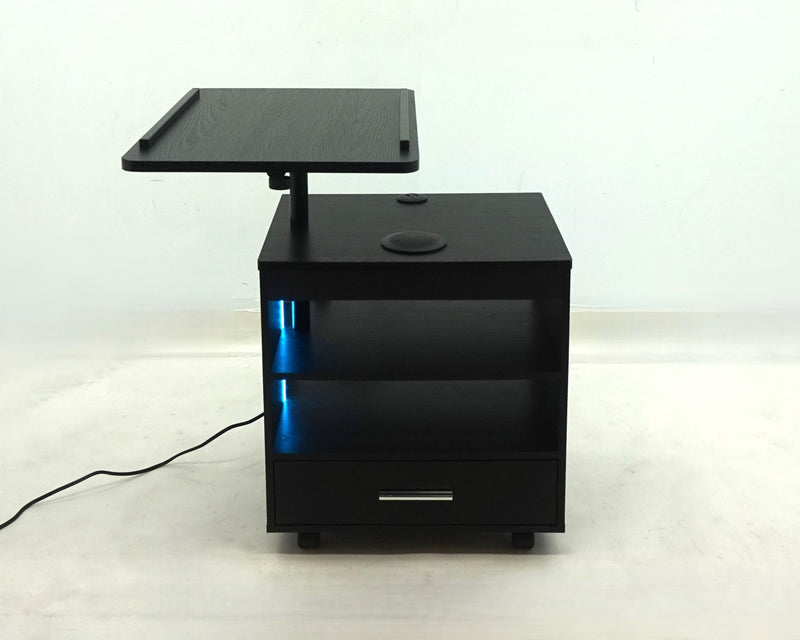 Lerma 1-drawer Adjustable Tray Top Nightstand with Speaker Black Ash