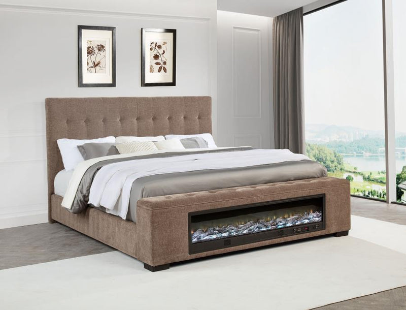 Senna Upholstered Audio Flame Visualizer Bed Brown