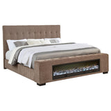 Senna Upholstered Queen Audio Flame Visualizer Bed Brown | King | Brown | 305811Q