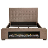 Senna Upholstered Queen Audio Flame Visualizer Bed Brown | King | Brown | 305811Q
