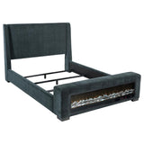 Preston Upholstered Eastern King Audio Flame Visualizer Bed Dark Blue | Blue | Dark Blue | 305821KE