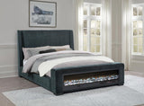 Preston Upholstered California King Audio Flame Visualizer Bed Dark Blue | Blue | Dark Blue | 305821KW