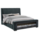 Preston Upholstered California King Audio Flame Visualizer Bed Dark Blue | Blue | Dark Blue | 305821KW