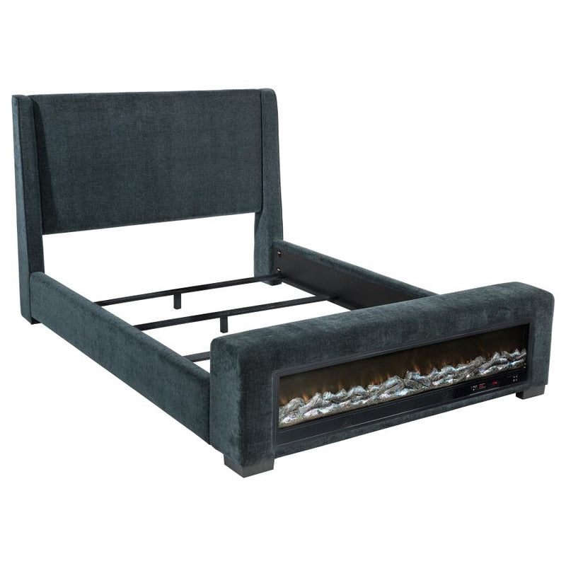 Preston Upholstered Audio Flame Visualizer Bed Dark Blue