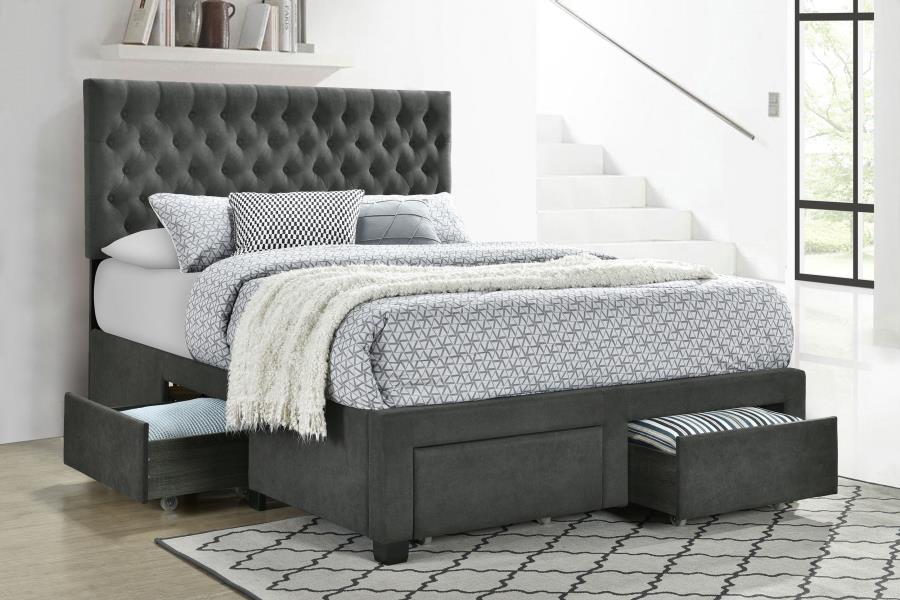 Soledad Upholstered Full Storage Panel Bed Grey | Full | Grey | 305877F