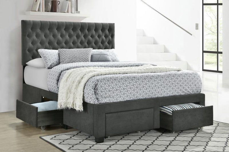 Soledad Upholstered Storage Panel Bed Grey