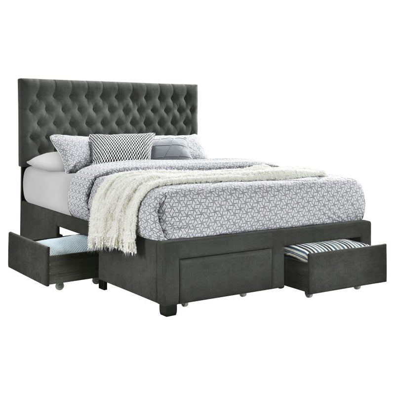Soledad Upholstered Storage Panel Bed Grey