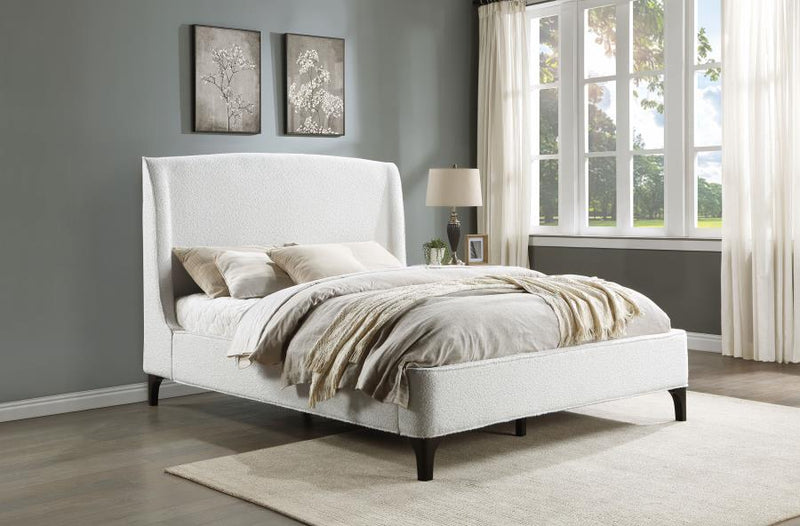 Mosby Upholstered Wingback Bed Snow