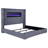 Tisdall Upholstered Eastern King Flame Visualizer Bed Grey | Grey | 306030KE