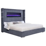 Tisdall Upholstered Eastern King Flame Visualizer Bed Grey | Grey | 306030KE