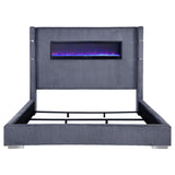 Tisdall Upholstered Eastern King Flame Visualizer Bed Grey | Grey | 306030KE