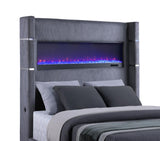 Tisdall Upholstered Eastern King Flame Visualizer Bed Grey | Grey | 306030KE