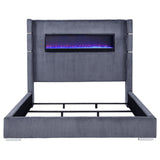 Tisdall Upholstered Cal King Flame Visualizer Bed Grey | Grey | 306030KW