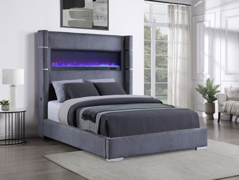 Tisdall Upholstered Flame Visualizer Bed Grey