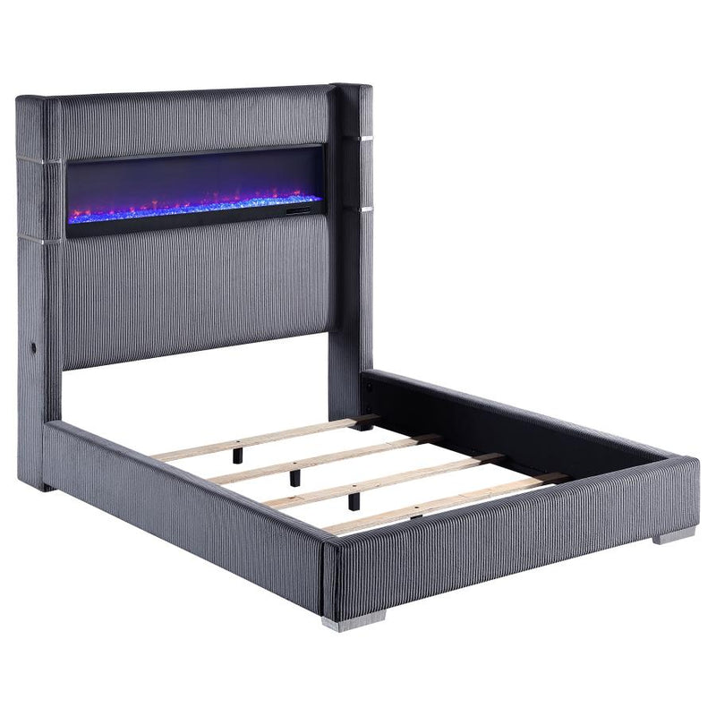 Tisdall Upholstered Flame Visualizer Bed Grey