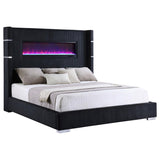 Tisdall Upholstered Eastern King Flame Visualizer Bed Black | Black | 306031KE