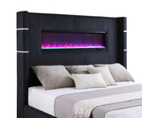 Tisdall Upholstered Eastern King Flame Visualizer Bed Black | Black | 306031KE