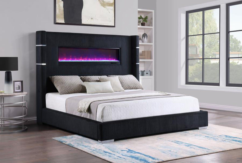Tisdall Upholstered Flame Visualizer Bed Black