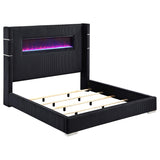 Tisdall Upholstered Queen Flame Visualizer Bed Black | King | Black | 306031Q