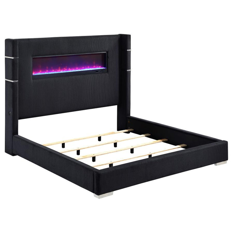 Tisdall Upholstered Flame Visualizer Bed Black