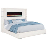 Tisdall Upholstered Eastern King Flame Visualizer Bed Cream | Ivory | Cream | 306032KE