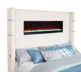 Tisdall Upholstered Eastern King Flame Visualizer Bed Cream | Ivory | Cream | 306032KE