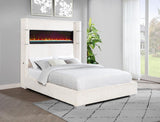 Tisdall Upholstered Cal King Flame Visualizer Bed Cream | Ivory | Cream | 306032KW