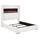 Tisdall Upholstered Cal King Flame Visualizer Bed Cream | Ivory | Cream | 306032KW