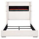 Tisdall Upholstered Cal King Flame Visualizer Bed Cream | Ivory | Cream | 306032KW