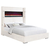 Tisdall Upholstered Queen Flame Visualizer Bed Cream | King | Ivory | Cream | 306032Q