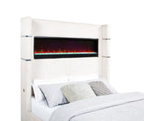 Tisdall Upholstered Queen Flame Visualizer Bed Cream | King | Ivory | Cream | 306032Q