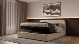 Anders Upholstered Eastern King Storage Lift Platform Bed Beige | Beige | 306037BEIKE